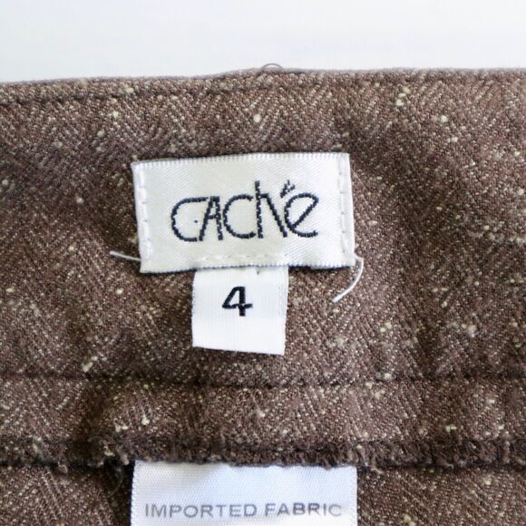 Vintage Cache Size 4 Herringbone Tweed Wide Leg Trousers Brown - Picture 7 of 8